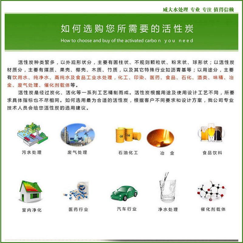 威大活性炭廠家給您如何選擇活性炭的方法，咨詢電話：13838587319